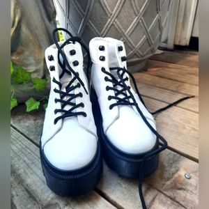 White Platform Combat Boots